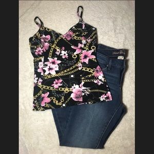 Black/Gold/Pink/White Spaghetti Strapped Top